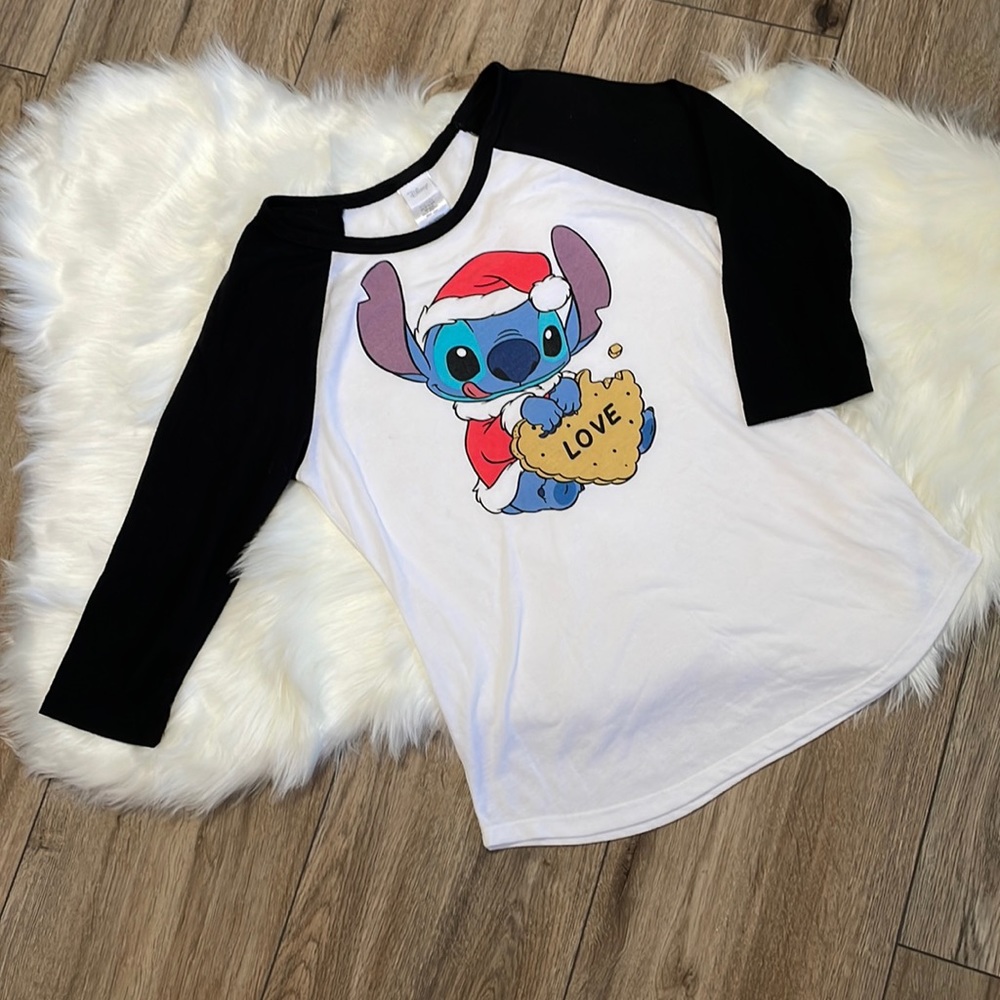 Disney Stich Love Baseball Varsity 3/4 Sleeve Shirt Size Medium